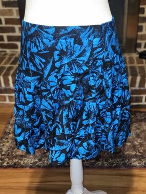 Vintage 1980's My Pieces Blue And Black Abstract Circle Skirt for Women